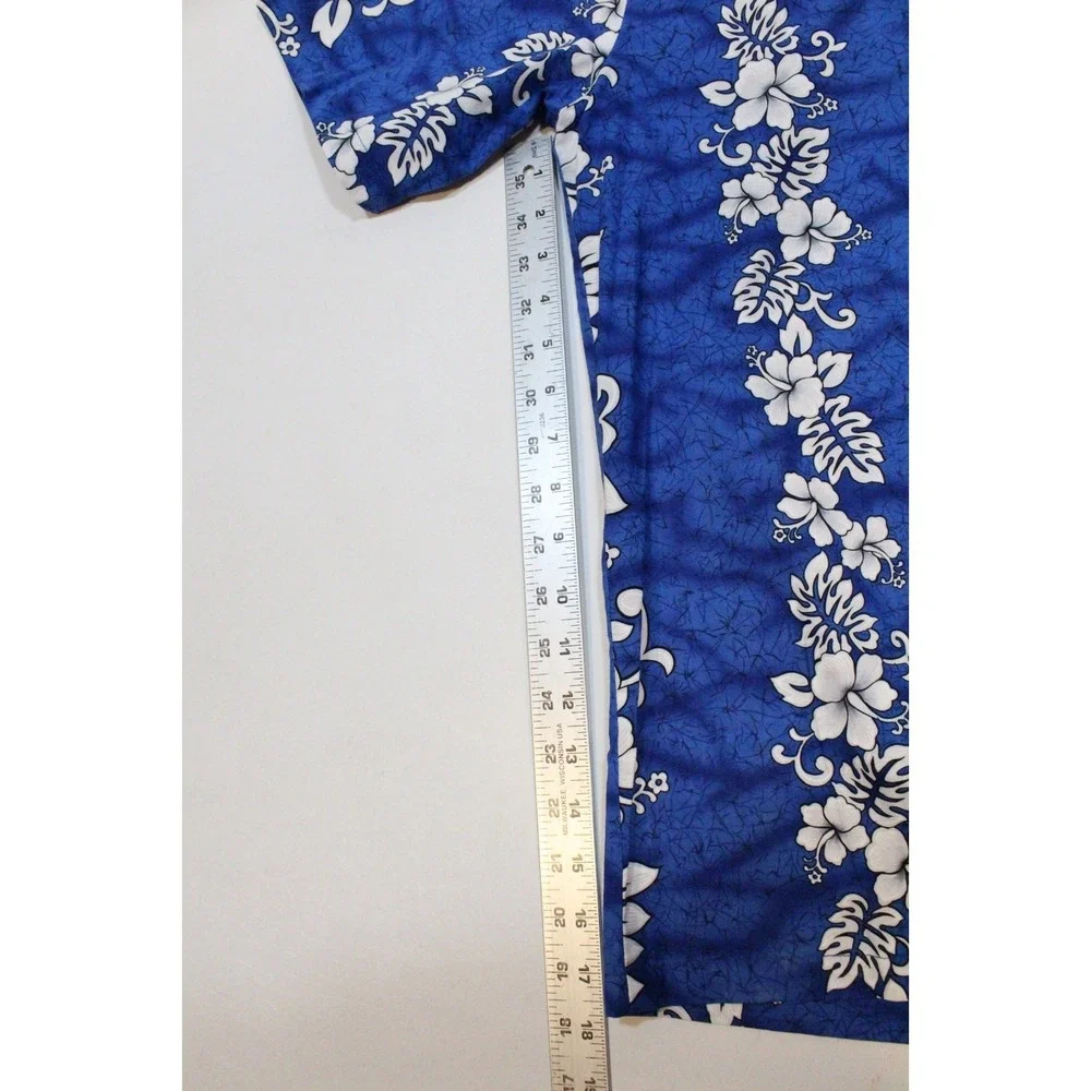 Vintage Winnie Fashion Shirt Mens‎ Medium Blue Hawaiian Aloha Made in Hawaii Y2K